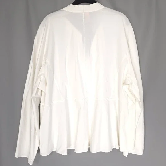 LAFAYETTE 148 Ivory Zip Front Classic Blouse Long Sleeve Stretch Top 22W - Picture 5 of 8